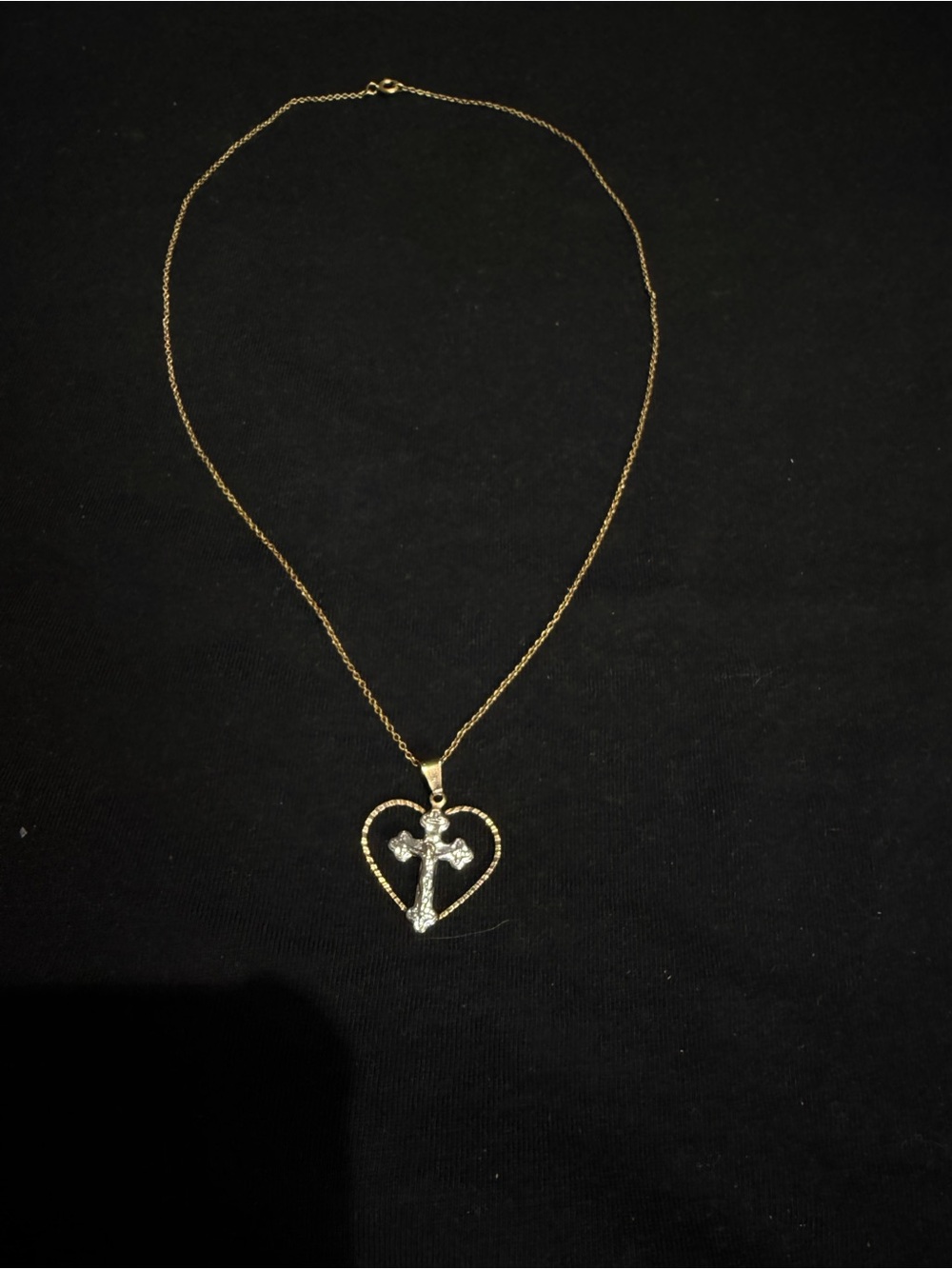 Vintage 1950s Charel Gold Tone Heart & Silver Tonе Pendant Necklace